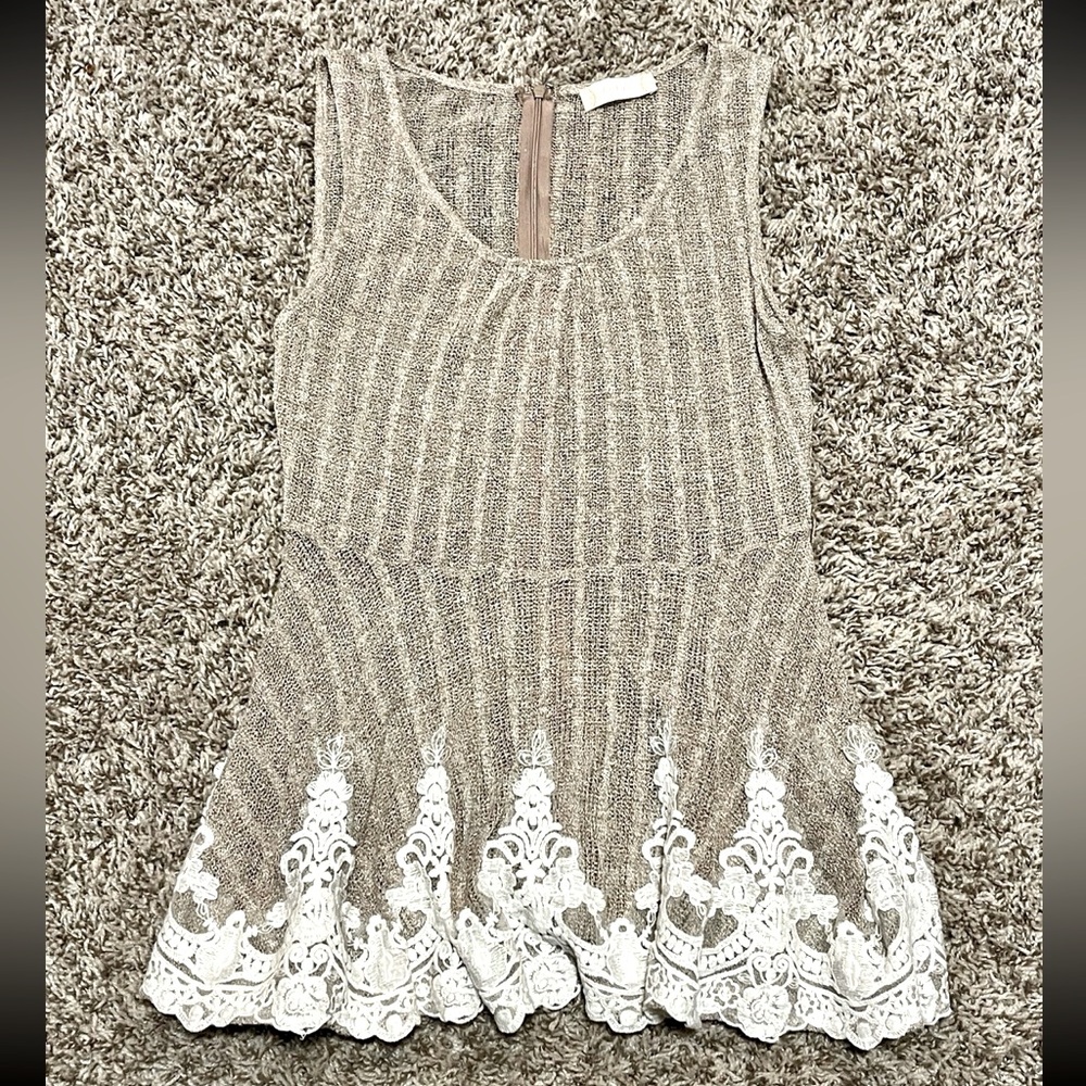 Altar’d State Beige Lace Tank Top - Small